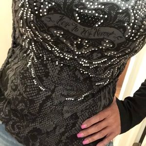 Affliction ladies XL bling, wings, snakeskin design. Show Stopper top,NEVER worn